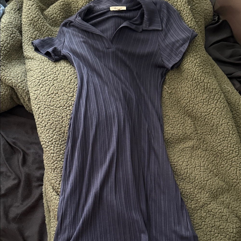 Madewell Dark Blue Ribbed Mini Dress